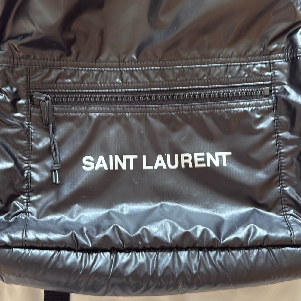 Saint Laurent Black Quilted Backpack with Glossy Finish